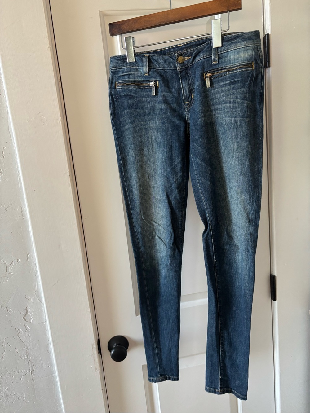 Michael Kors Dark Blue Skinny Capris with Zipper Accents